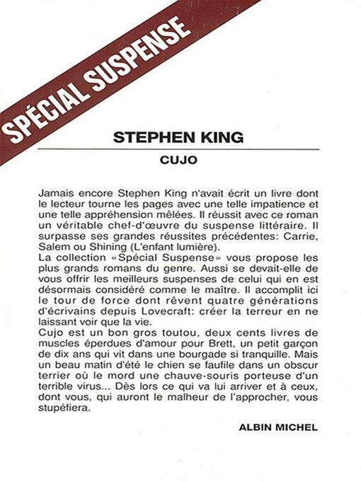 Title details for Cujo by Stephen King - Available